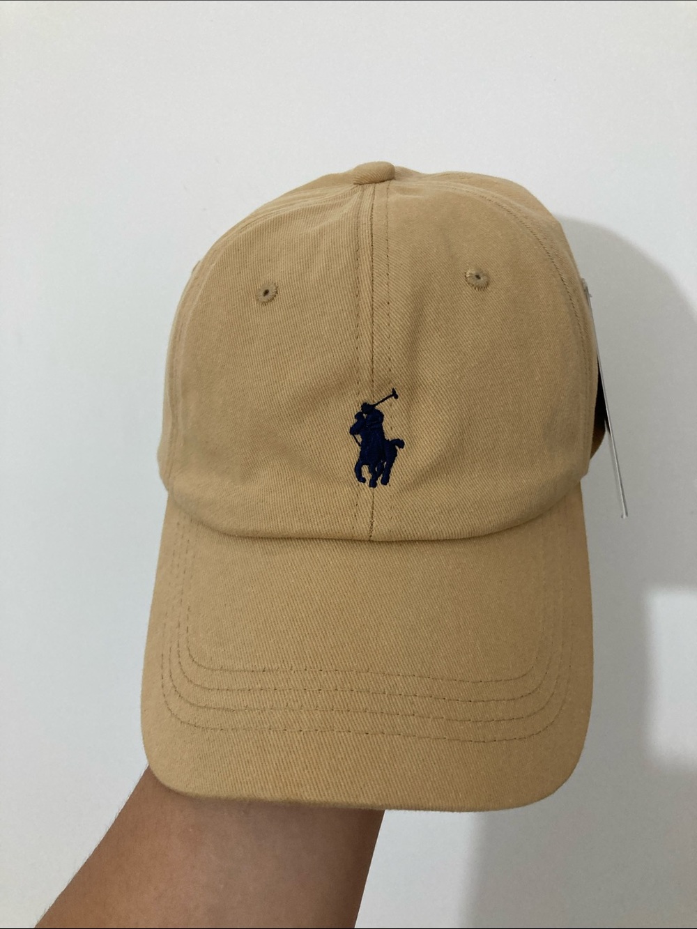 Ralph Lauren Tan Baseball Cap with Navy Pony